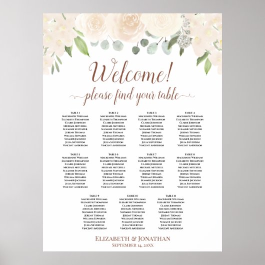 11表赤面桃バラ結婚の座席表 ポスター (正面)