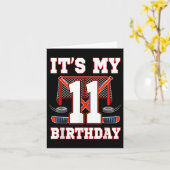 11誕生日アイスホッケープレーヤー11歳パーティー カード (黄色い花)