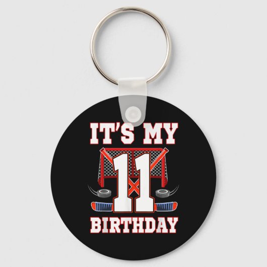 11誕生日アイスホッケープレーヤー11歳パーティー キーホルダー (正面)