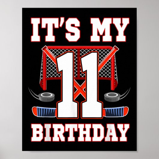 11誕生日アイスホッケープレーヤー11歳パーティー ポスター (正面)