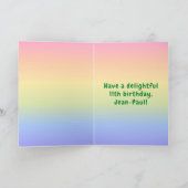 11誕生日カラフル:レインボー# 11,名前をカスタムする カード (内部)