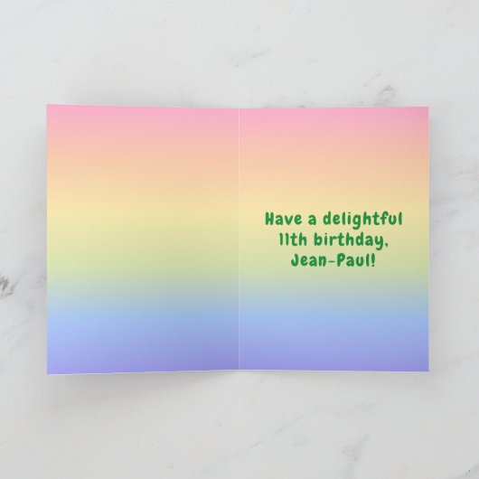 11誕生日カラフル:レインボー# 11,名前をカスタムする カード (内部)