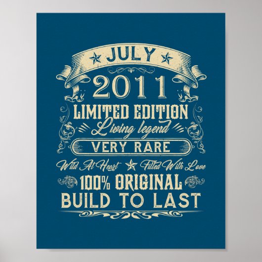 11誕生日ギフト11歳レトロヴィンテージ ポスター (正面)
