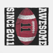 11誕生日サッカー選手11歳ヴィンテージ フリースブランケット (正面(横))