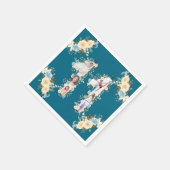 11誕生日ティール(緑がかった色)フォトコラージフラワーイエロー スタンダードカクテルナプキン (角)