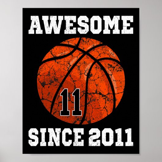 11誕生日バスケットボールプレーヤー11歳ヴィンタ ポスター (正面)