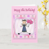 11誕生日ピンクエンジェル カード (黄色い花)