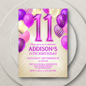 11誕生日ピンクバルーン招待状 招待状