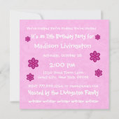 11誕生日ピンクフラワーズガール名前をカスタムする 招待状 (裏面)