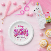 11誕生日フェスティバルカラフルバルーンB01ピンク ペーパープレート (パーティー)