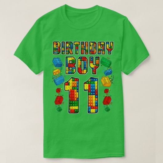 11誕生日マスタービルダー11歳ブロックBu Tシャツ (デザイン正面)