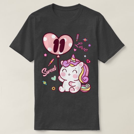 11誕生日ユニコーン服 Tシャツ (デザイン正面)