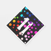 11誕生日レインボンドットオンブラック スタンダードランチョンナプキン (角)