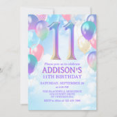 11誕生日レインボーバルーン招待状 招待状 (正面)