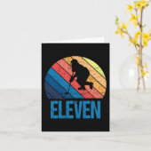 11誕生日レトロアイスホッケー11歳ボーイギ カード (黄色い花)