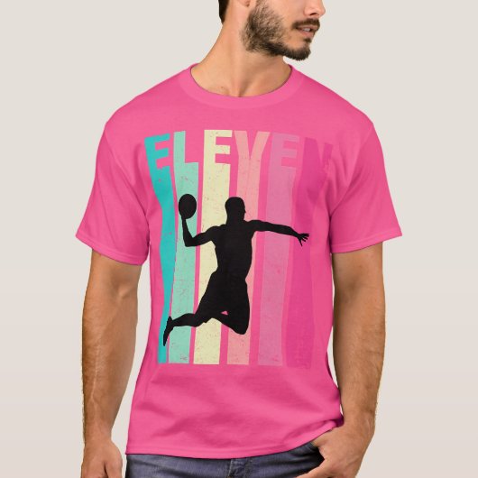11誕生日レトロバスケットボール愛好家11歳 Tシャツ (正面)
