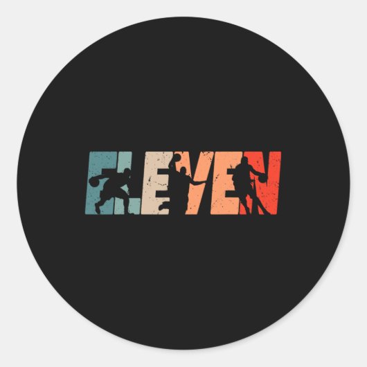 11誕生日レトロバスケットボール11歳ボーイギ ラウンドシール (正面)