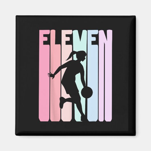 11誕生日レトロビスケットビルプレーヤー11歳 マグネット (正面)