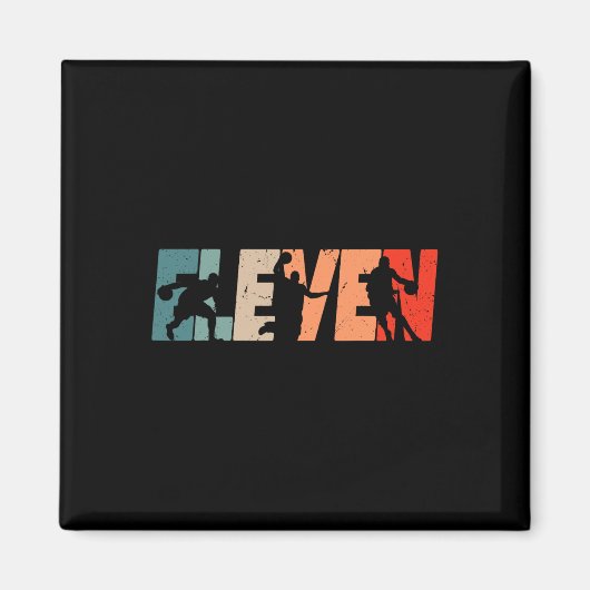 11誕生日レトロビスケツビル11歳ボーイギ マグネット (正面)