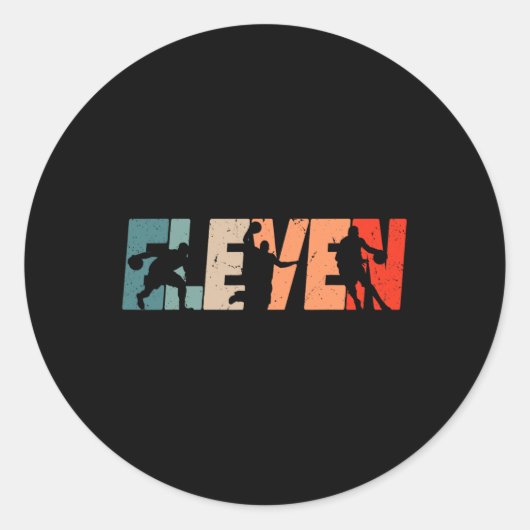 11誕生日レトロビスケツビル11歳ボーイギ ラウンドシール (正面)