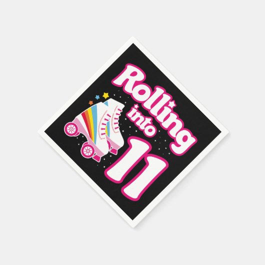 11誕生日ローラースケートで滑る11歳スケート スタンダードカクテルナプキン (角)