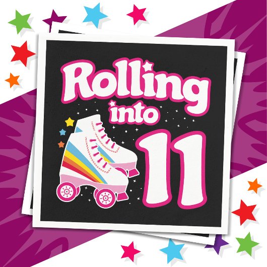 11誕生日ローラースケートで滑る11歳スケート スタンダードカクテルナプキン
