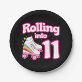 11誕生日ローラースケートで滑る11歳スケート ペーパープレート (正面)