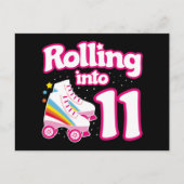 11誕生日ローラースケートで滑る11歳スケート ポストカード (正面)