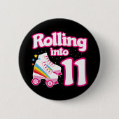 11誕生日ローラースケートで滑る11歳スケート 缶バッジ (正面)