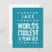 11誕生日世界クール11歳ティール(緑がかった色)T11 案内ポストカード (正面/裏面)