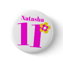 11誕生日女子ピンクボタン/バッジ