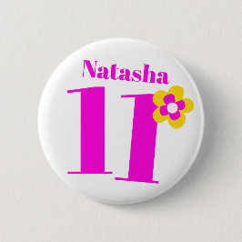 11誕生日女子ピンクボタン/バッジ 缶バッジ