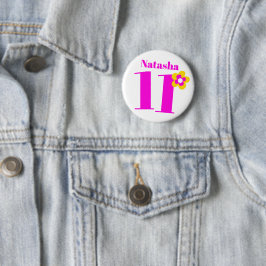 11誕生日女子ピンクボタン/バッジ 缶バッジ