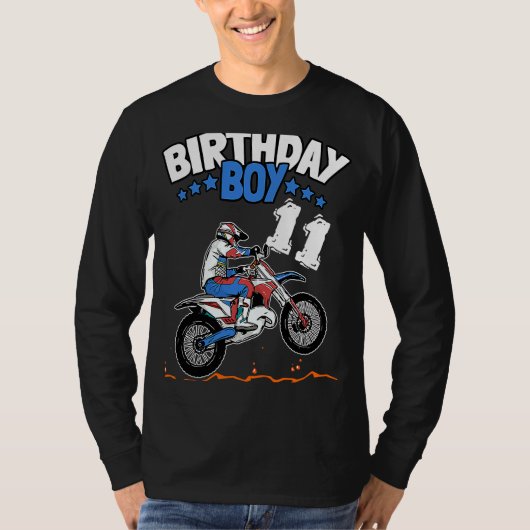 11誕生日少年ダートバイクキッズ11歳の少年 Tシャツ (正面)
