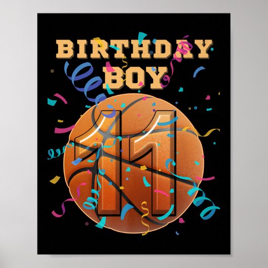 11誕生日少年11歳バスケットボール選手 ポスター (正面)