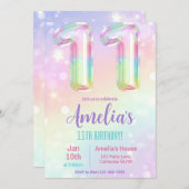 11誕生日招待状ガール11thバースデーパーティー 招待状 (正面/裏面)
