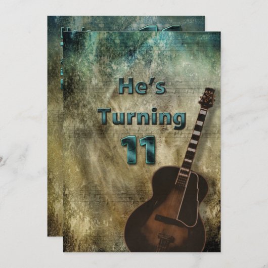 11誕生日招待状ボーイズグランジギター 招待状 (正面/裏面)