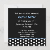 11誕生日水玉模様かわいい女の子のためのおもしろい 招待状 (裏面)