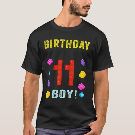 11誕生日11歳ブロック建物B Tシャツ (正面)