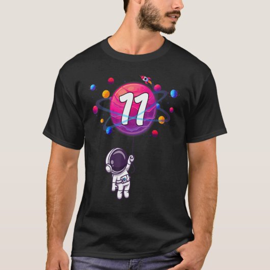 11誕生日11歳誕生日ボーイ宇宙飛行士 Tシャツ (正面)