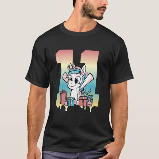 11誕生日11誕生日かわいいユニコーン Tシャツ (正面)