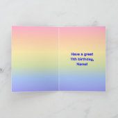 11誕生日:おもしろいレインボー#,カスタム写真+名前 カード (内部)
