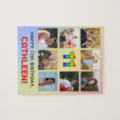 11誕生日:おもしろいレインボー#,名前をカスタムする&写真 ジグソーパズル (横)