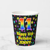 11誕生日:おもしろい星パターンと虹11 紙コップ (裏面)