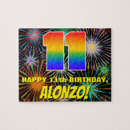 11誕生日:おもしろい、お祝カラフルい花火 ジグソーパズル