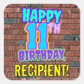11誕生日-おもしろい、アーバングラフィティインスパイアルック スクエアシール (正面)