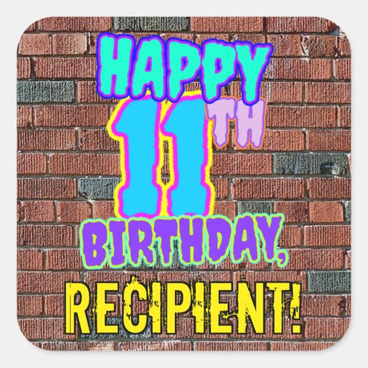 11誕生日-おもしろい、アーバングラフィティインスパイアルック スクエアシール (正面)
