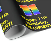 11誕生日:おもしろい、カラフルレインボーインスパイア# 11 ラッピングペーパー (ロールコーナー)