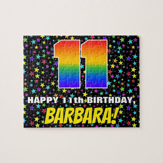 11誕生日:おもしろい、カラフル星野パターン ジグソーパズル (横)