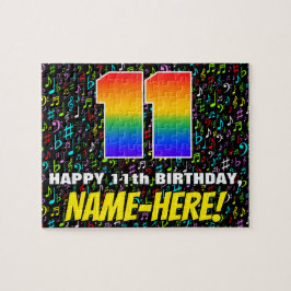 11誕生日:おもしろい、カラフル音楽シンボル、「11」 ジグソーパズル